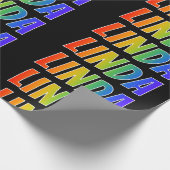 Rainbow First Name "LINDA";おもしろいカラフル& ラッピングペーパー (角)