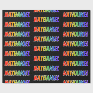 Rainbow First Name "NATHANIEL";おもしろい&カラフルRAINBOW ラッピングペーパー