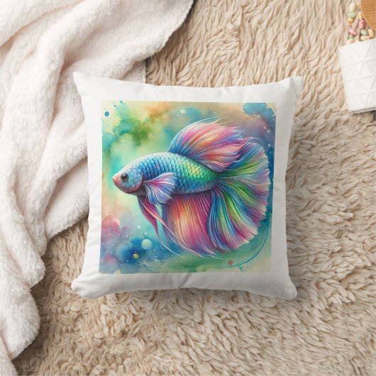 Rainbow Fish 040924AREF114 - Watercolor クッション (ブランケット)
