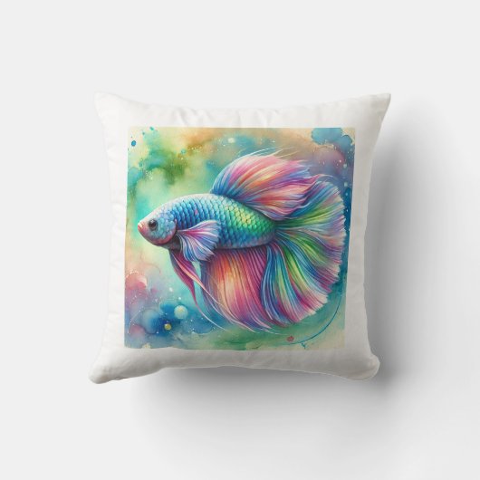 Rainbow Fish 040924AREF114 - Watercolor クッション (裏面)