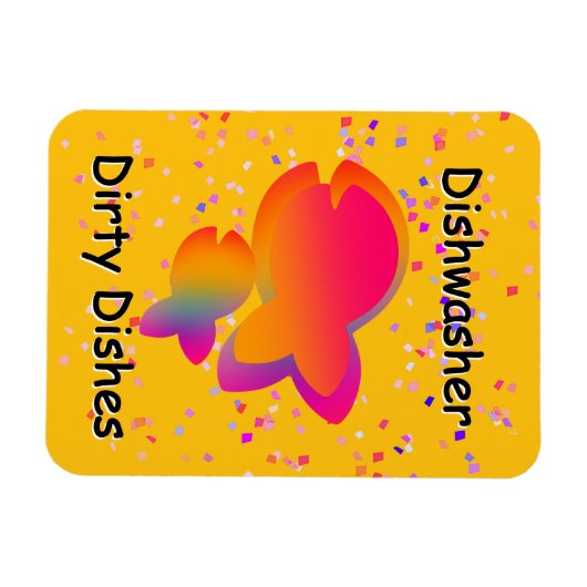 Rainbow Fish DISHWASHER Dirty Dishes Yellow  マグネット (横)