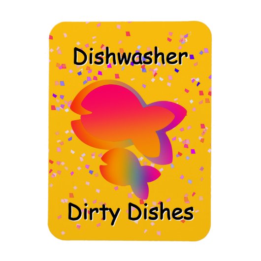 Rainbow Fish DISHWASHER Dirty Dishes Yellow  マグネット (縦)