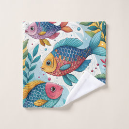 Rainbow Fish in Underwater ウォッシュタオル
