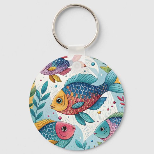 Rainbow Fish in Underwater キーホルダー (正面)