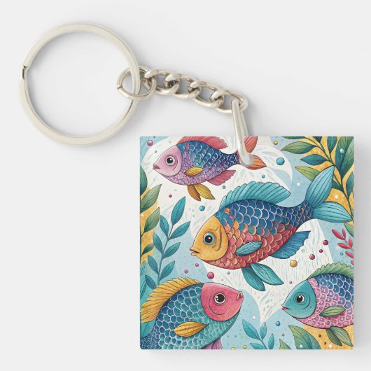 Rainbow Fish in Underwater キーホルダー (正面)