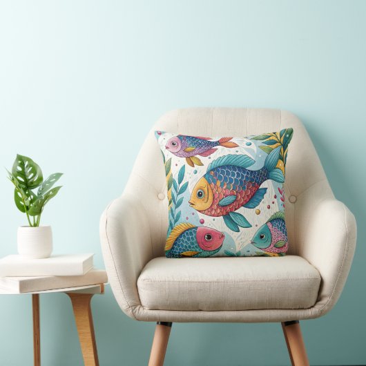 Rainbow Fish in Underwater クッション (椅子)
