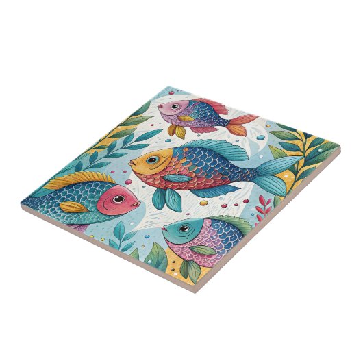 Rainbow Fish in Underwater タイル (側面)