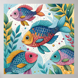 Rainbow Fish in Underwater ポスター