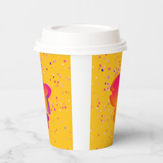 Rainbow Fish Kids Birthday Yellow  紙コップ (左)