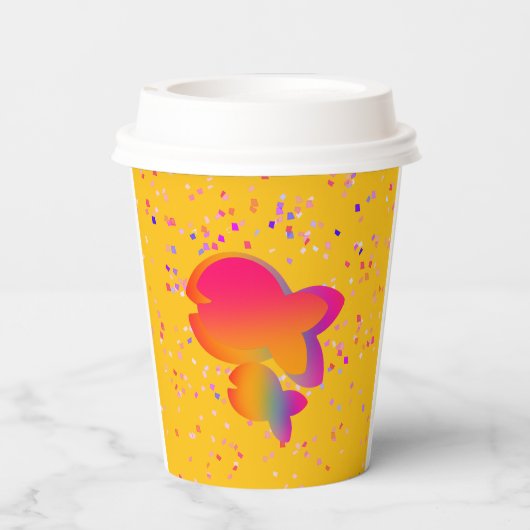 Rainbow Fish Kids Birthday Yellow  紙コップ (裏面)