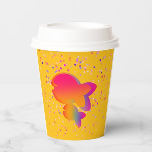 Rainbow Fish Kids Birthday Yellow  紙コップ (正面)