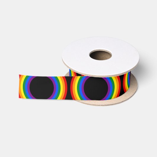 RAINBOW FLAG -ストライプリングや輪- LGBT サテンリボン (リール)