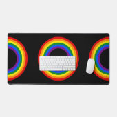 RAINBOW FLAG -ストライプリングや輪- LGBT デスクマット (キーボード&マウス)