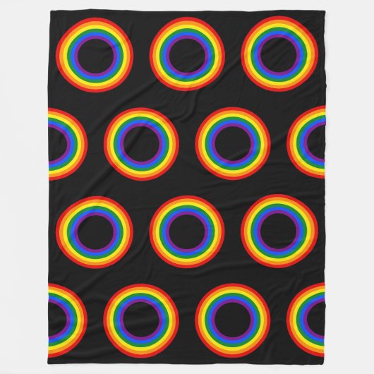 RAINBOW FLAG -ストライプリングや輪- LGBT フリースブランケット (正面)