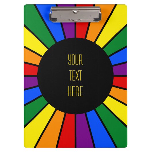 RAINBOW FLAG BUTTON RAYS + あなたのサインまたはテキスト クリップボード (正面)