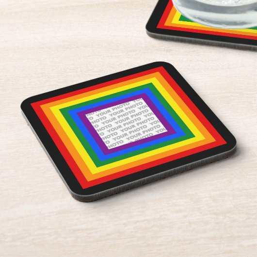 RAINBOW FLAG FRAME +サインまたは画像 コースター (左側)