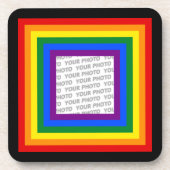RAINBOW FLAG FRAME +サインまたは画像 コースター (正面)