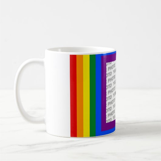 RAINBOW FLAG FRAME +サインまたは画像 コーヒーマグカップ (左)