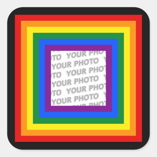RAINBOW FLAG FRAME +サインまたは画像 スクエアシール (正面)