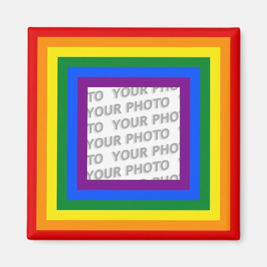 RAINBOW FLAG FRAME +サインまたは画像 マグネット (正面)