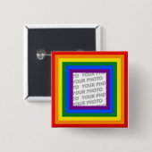 RAINBOW FLAG FRAME +サインまたは画像 缶バッジ (正面&裏面)