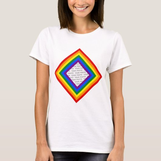 RAINBOW FLAG FRAME +サインまたは画像 Tシャツ (正面)