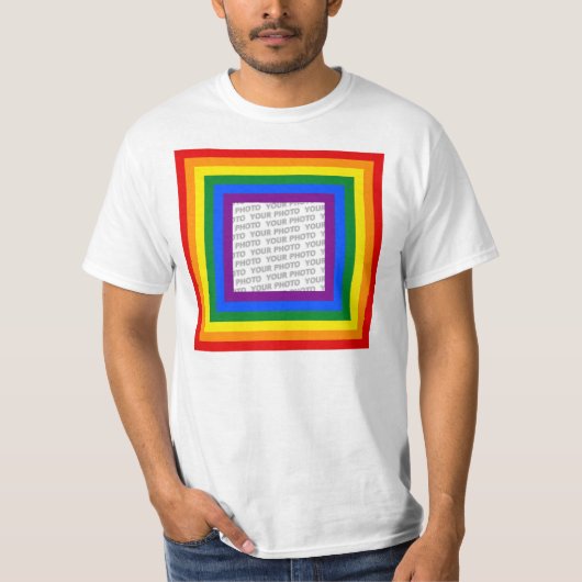 RAINBOW FLAG FRAME +サインまたは画像 Tシャツ (正面)