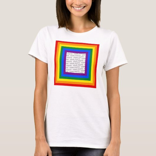 RAINBOW FLAG FRAME +サインまたは画像 Tシャツ (正面)