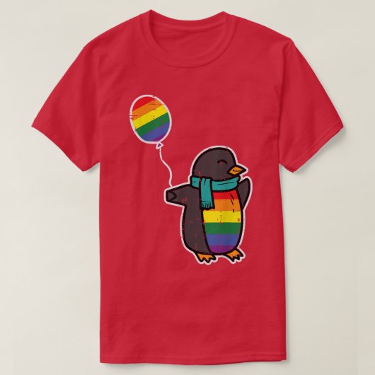 Rainbow Flag Penguin Cute Gay Pride Ally LGBTQ Mon Tシャツ (デザイン正面)