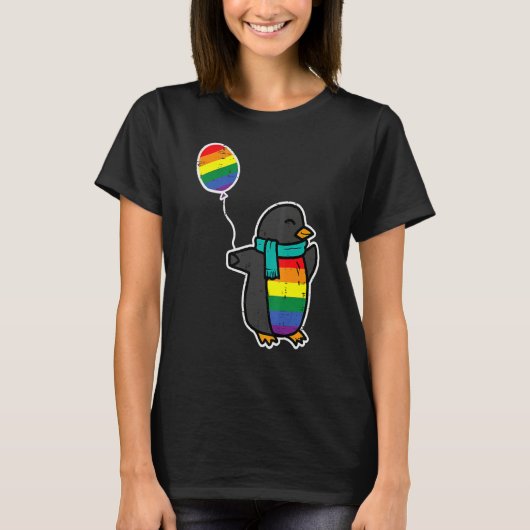 Rainbow Flag Penguin Cute Gay Pride Ally LGBTQ Mon Tシャツ (正面)