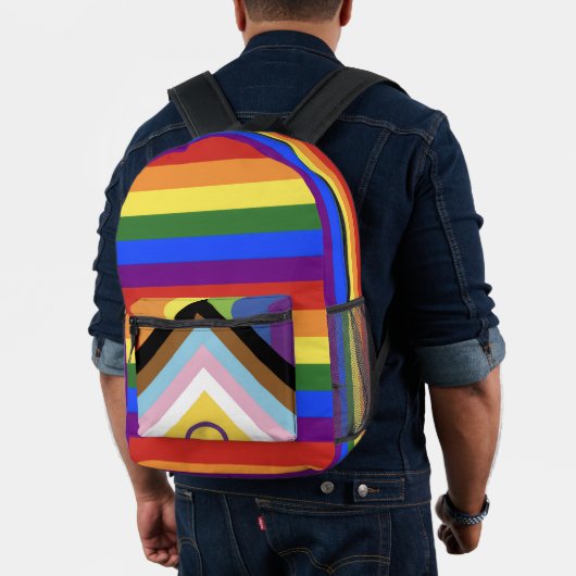 rainbow flag stripe backpack lgbtq flag プリントバックパック (インサイチュ (モデル))