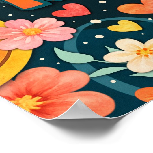 Rainbow Floral Dude Be Kind Inspirivity ポスター (角)