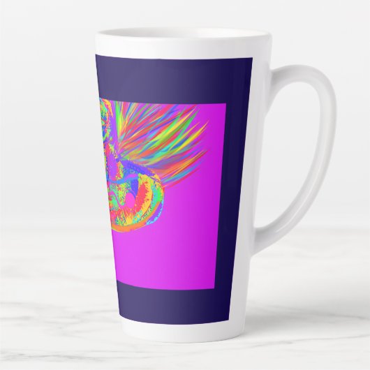 Rainbow Floral Fur Feathered Hat カフェラテマグ (右)