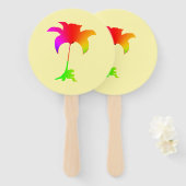 Rainbow Floral Pale Yellow  ハンドファン (正面&裏面)