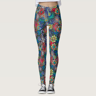 Rainbow Floral Pattern Leggings レギンス