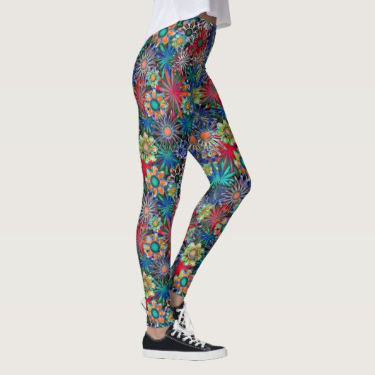 Rainbow Floral Pattern Leggings レギンス (右)