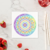 Rainbow Flower of Life Mandala スタンダードカクテルナプキン (インサイチュ)