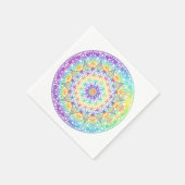 Rainbow Flower of Life Mandala スタンダードカクテルナプキン (角)