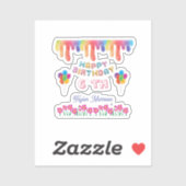 Rainbow Flowers Happy Birthday Square Sticker シール (シート)