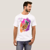 Rainbow Fly Fishing Lure Retro Sunset Tシャツ (正面フル)