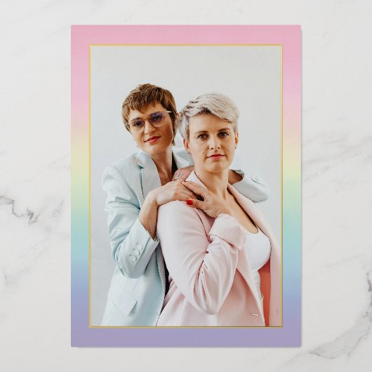 Rainbow Foil LGBTQ 箔招待状 (正面)