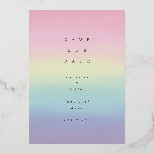 Rainbow Foil LGBTQ 箔招待状 (裏面)