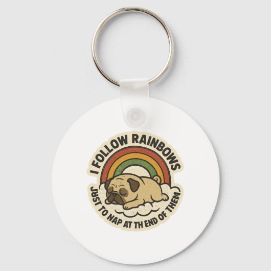 Rainbow Follower Pug St.Patrick's Day キーホルダー (正面)