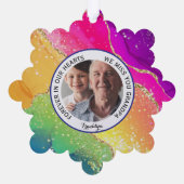 Rainbow Forever in Our Hearts Grandpa Modern オーナメントカード (裏面)