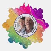 Rainbow Forever in Our Hearts Grandpa Modern オーナメントカード (正面)