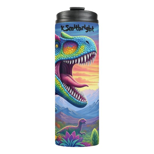 Rainbow Frilled Dinosaur Sunset Valley タンブラー (正面)