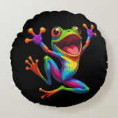 Rainbow Frog  ラウンドクッション (正面)