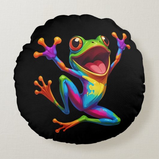 Rainbow Frog ラウンドクッション (正面)