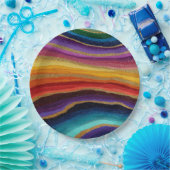 Rainbow Geode Gold Wave Colorful Abstract ペーパープレート (パーティー)