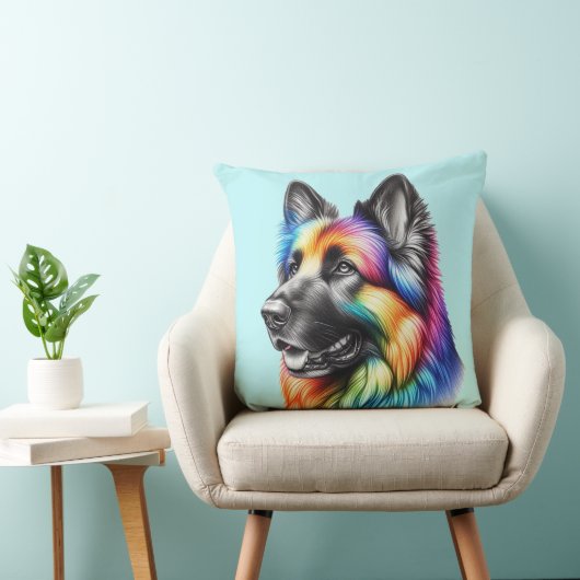 Rainbow German Shepherd Cozy Poem  クッション (椅子)